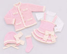 AW26 Rahigo Baby Girls Pink & Cream Cardigan,Pinafore,Shirt,Bonnet & Socks Rahigo Moda Infantil