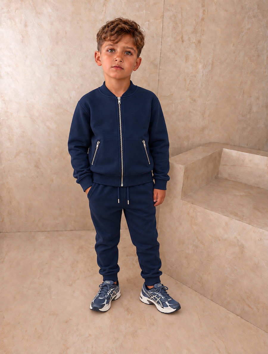 AW26 Boys Navy Zip Jacket Cotton Tracksuit