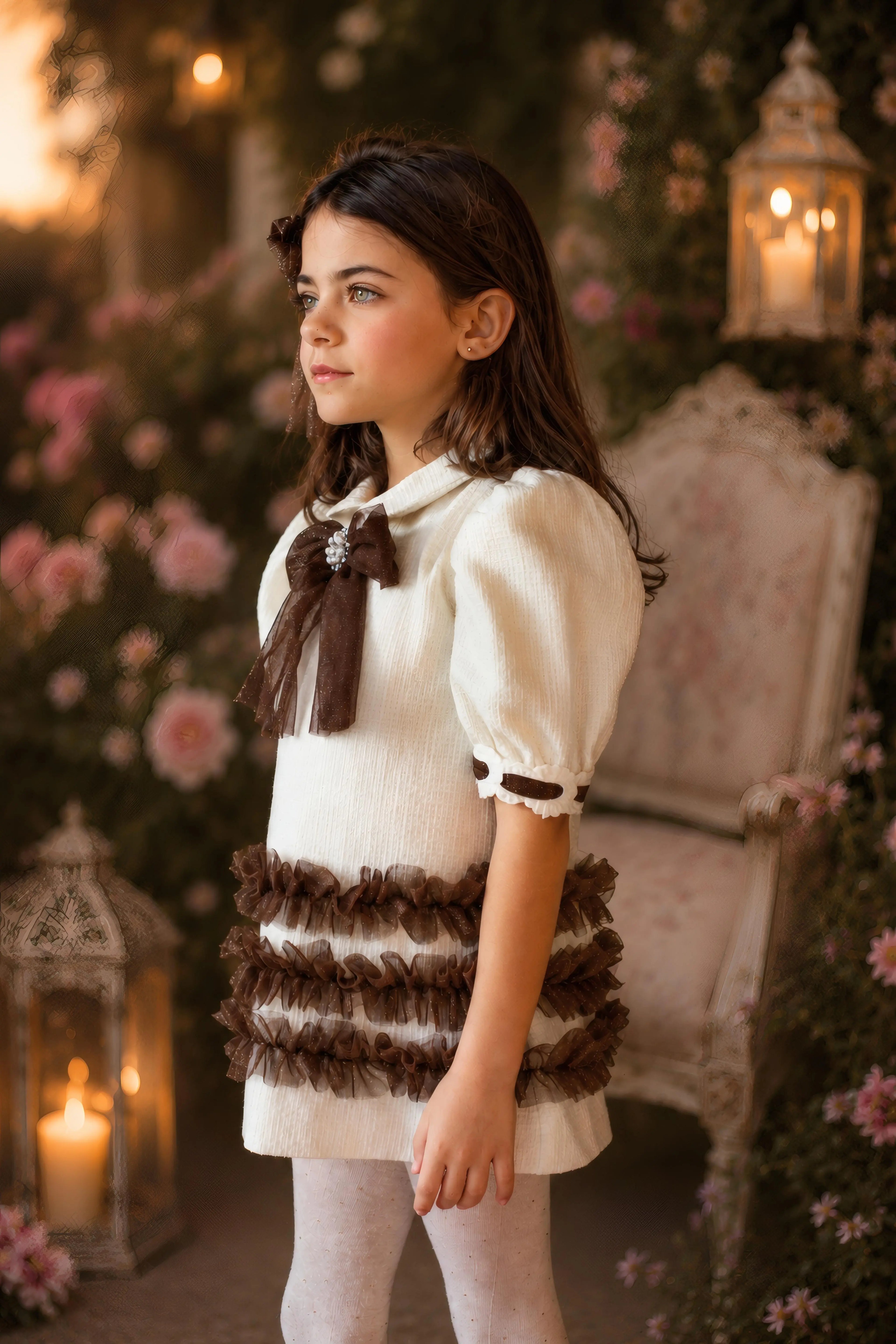 AW26 Naxos Chocolate Glitter Tulle A Line Dress Naxos