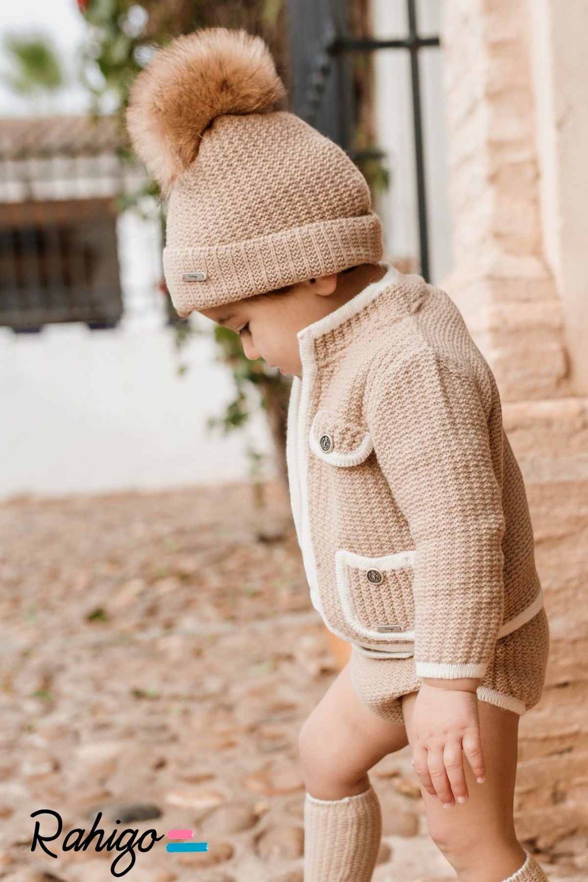 AW24 Rahigo Baby Boys Camel Set, Hat & Socks