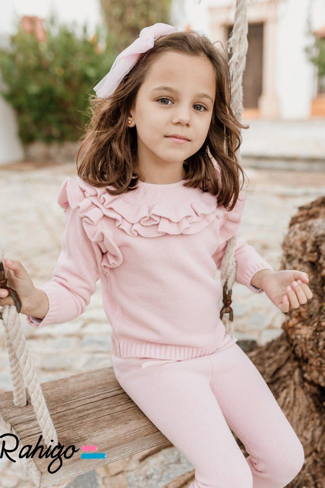 AW24 Rahigo Baby Girls Pink Ruffle Tracksuit