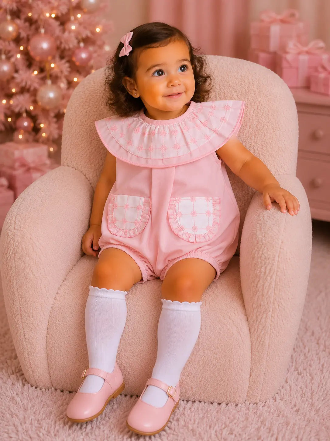SS26 Babine Baby Girls Pink Frill Romper Babine