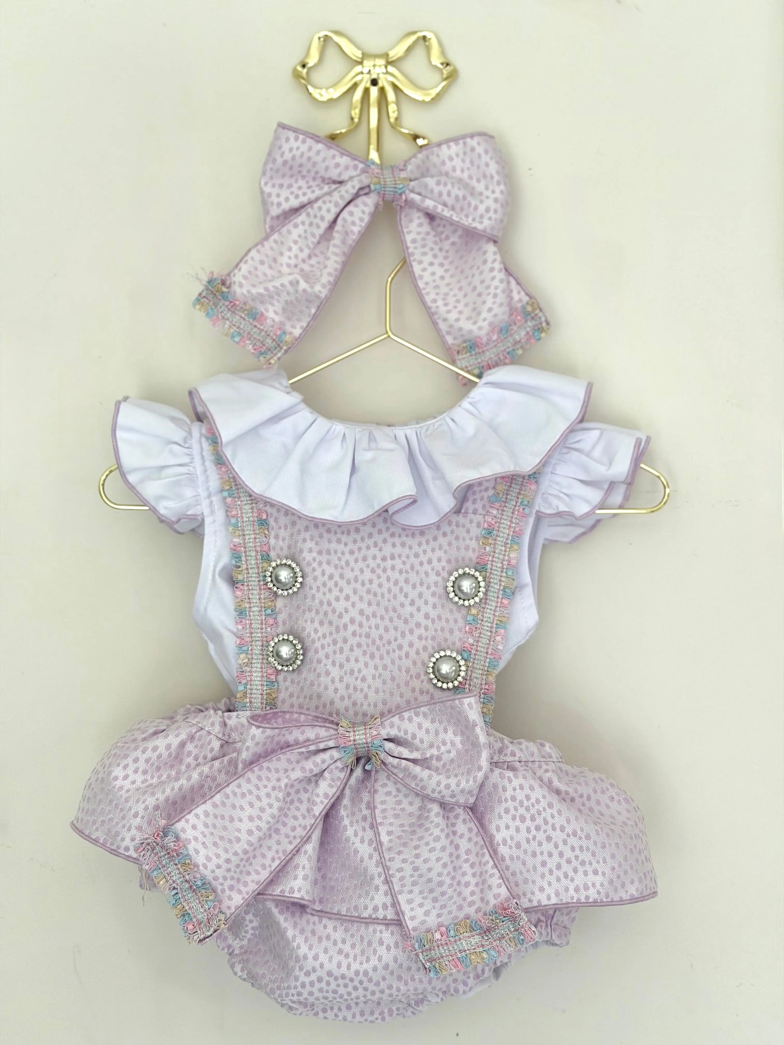 SS26 Naxos Baby Girls Lilac Croc H Bar Romper Naxos