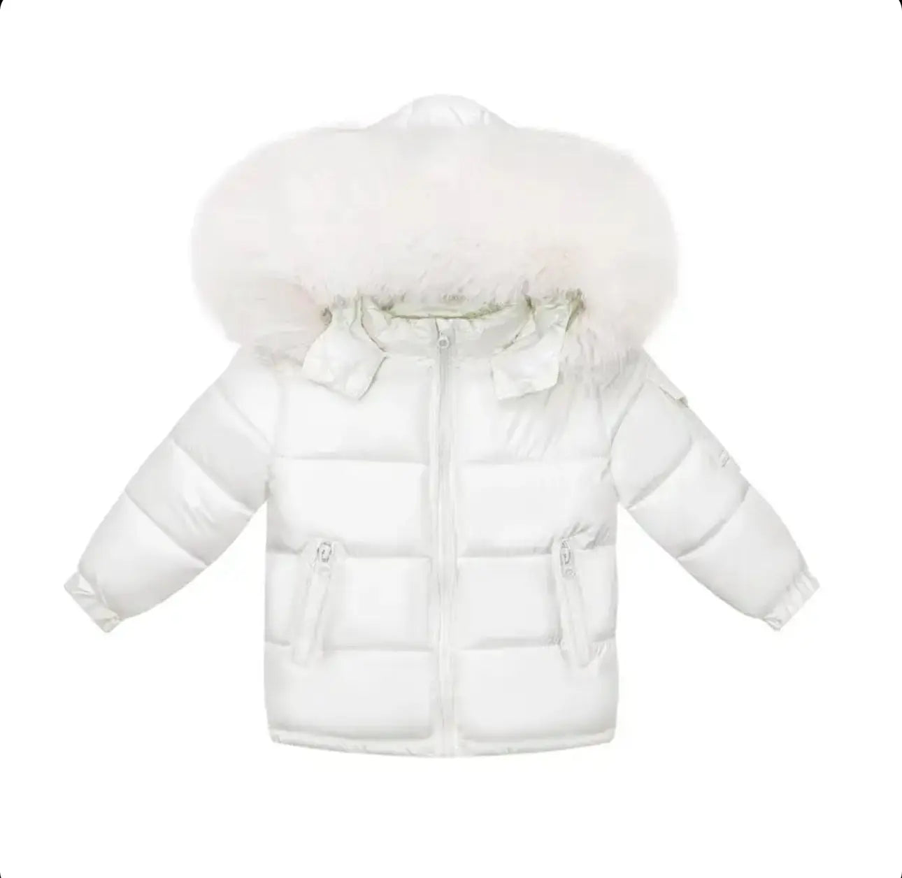 Cream Fur Hood Unisex Coat Dainty Delilah