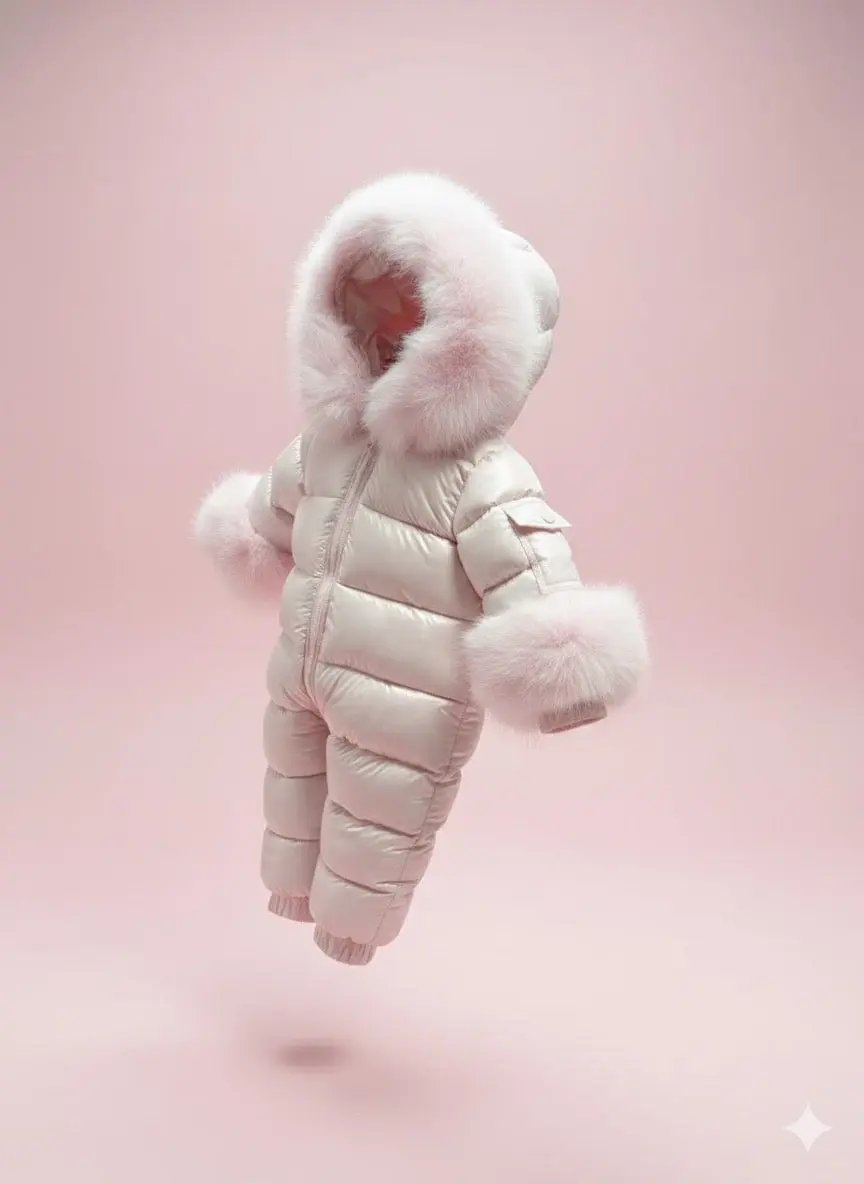 Baby Pink Detachable Fur Snowsuit Dainty Delilah