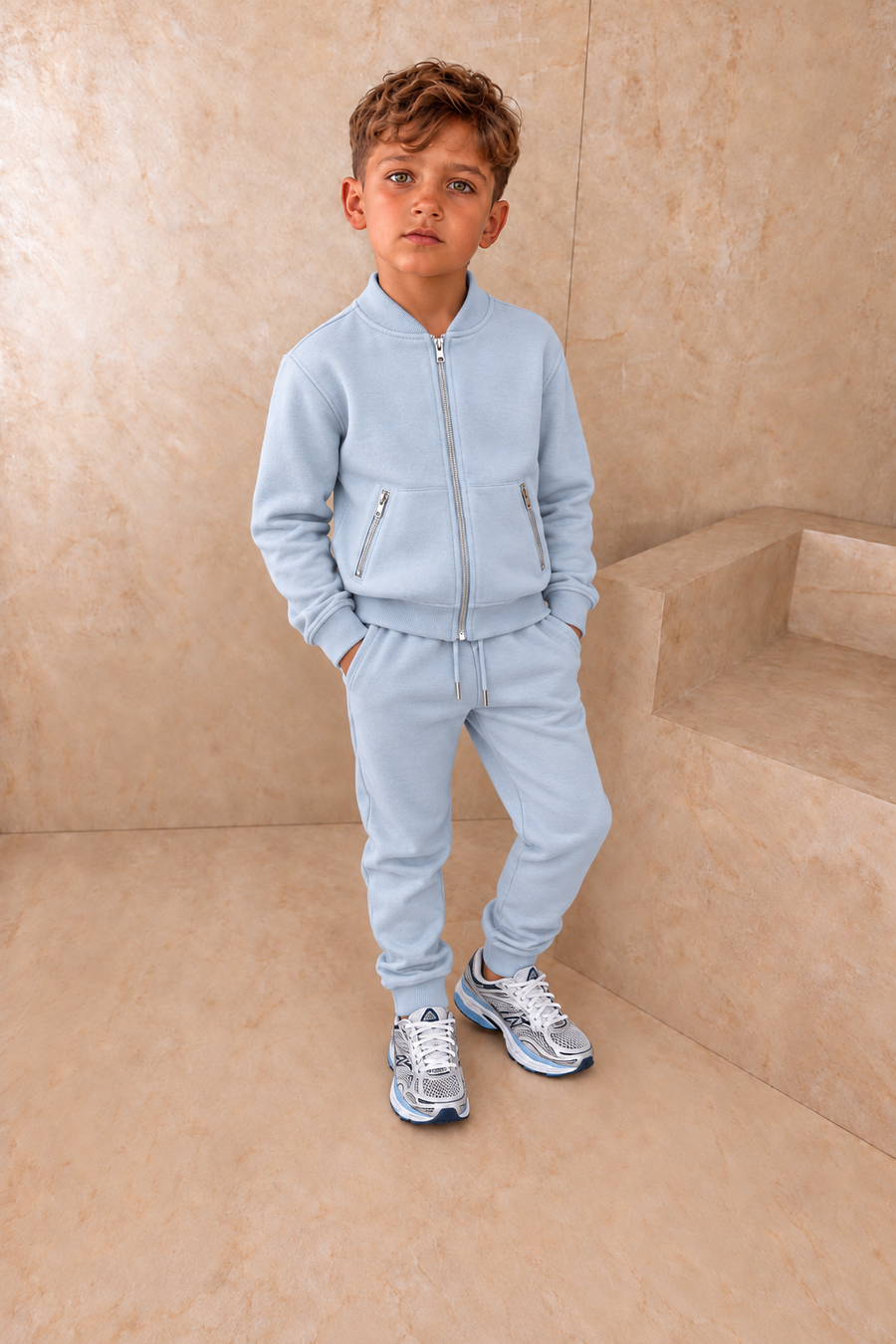 AW26 Boys Blue Zip Jacket Cotton Tracksuit