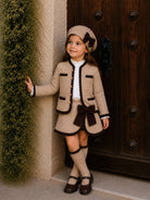 Rahigo AW26 Camel & Brown Knit Skirt Set with Cardigan, Beret & Socks Rahigo Moda Infantil