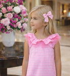 Babine Girls Hot Pink Gingham Hair Bow Babine