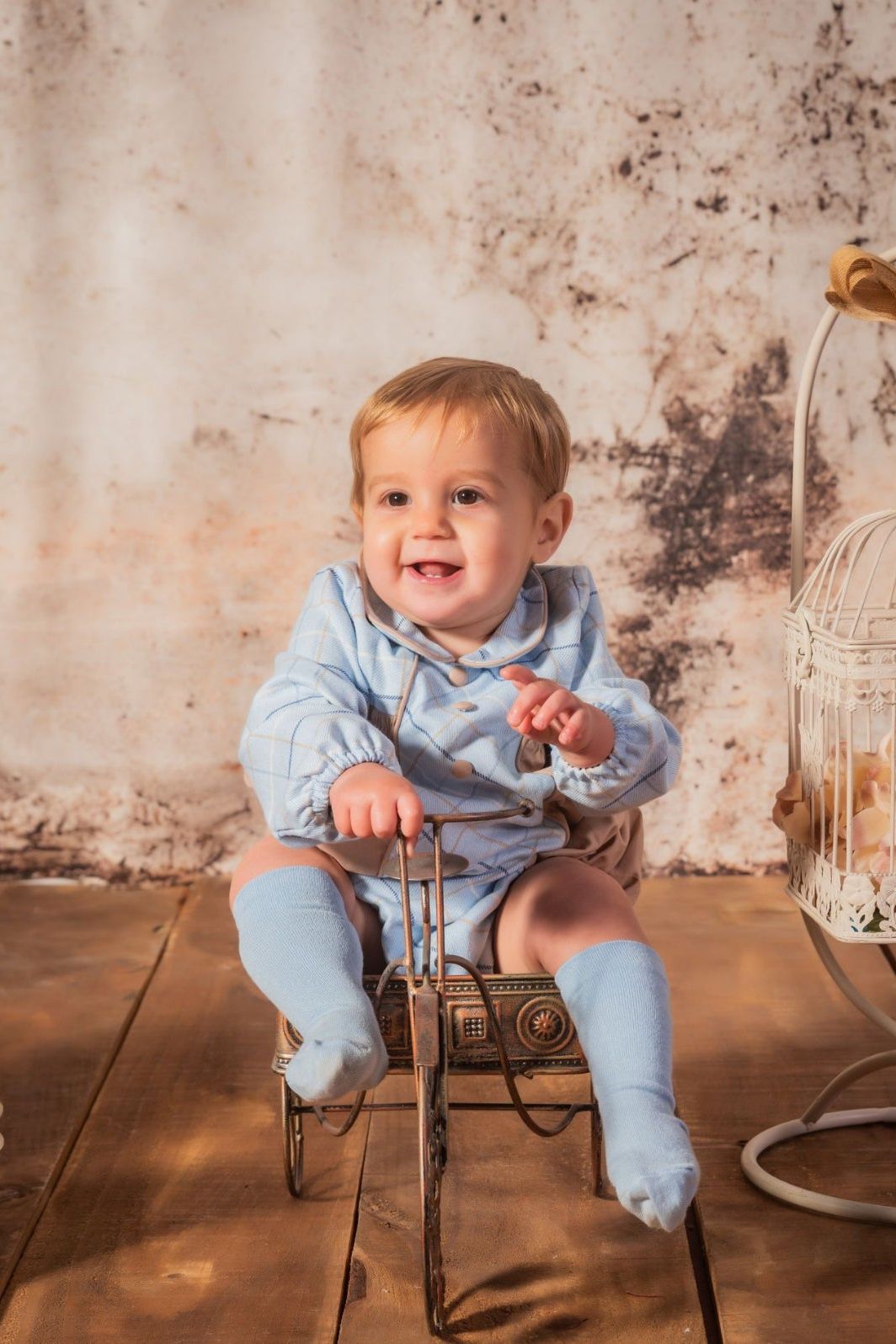 AW24 Babine Boys Blue Check Romper