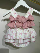 Babine Baby Girls Ditsy Bow Romper & Bonnet Babine