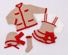 AW26 Rahigo Baby Girls Camel & Red Cardigan,Pinafore,Shirt,Bonnet & Socks Rahigo Moda Infantil