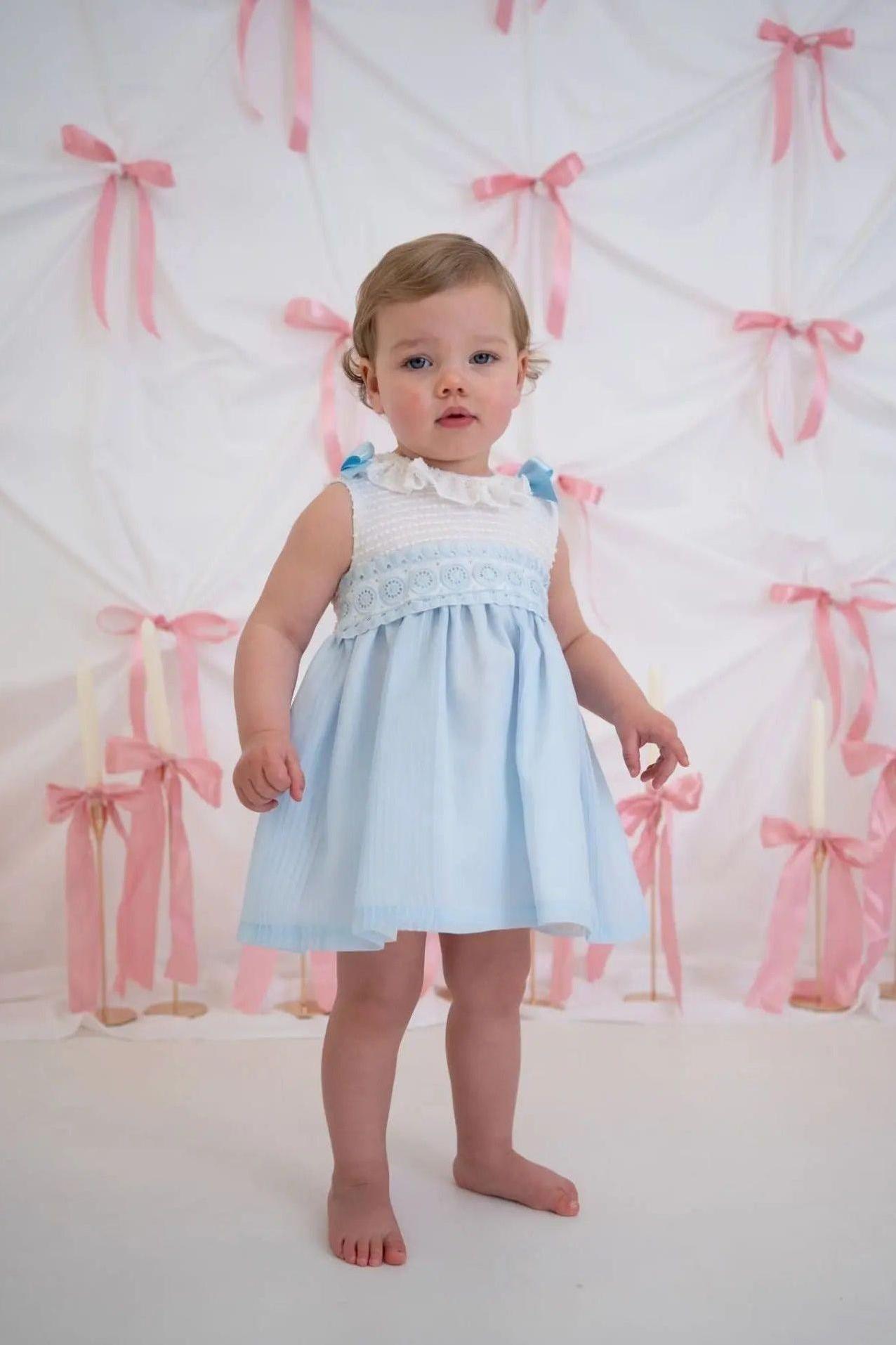 SS25 Baby Girls Blue Lace Dress & Knickers Dainty Delilah