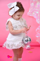 SS26 Naxos Baby Girls Cream Glitter Dress & Knickers Naxos
