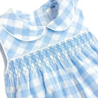 Baby Boys Blue Gingham Summer Smock Romper Dainty Delilah