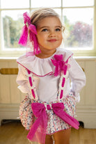 AW25 Naxos Baby Girls Hot Pink Tweed Romper Set Naxos