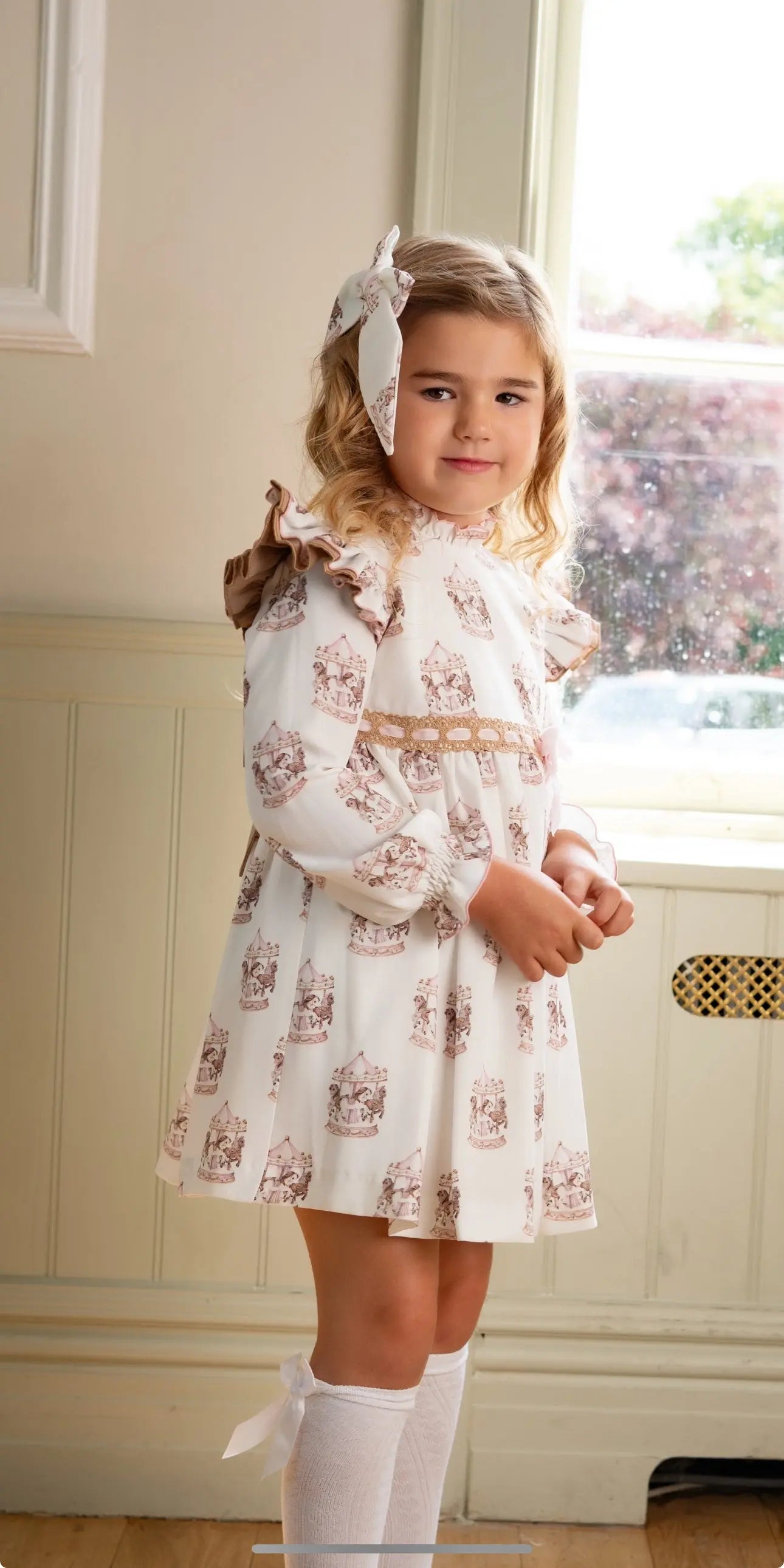 AW25 Babine Girls Pink Frill Carousel Dress Babine