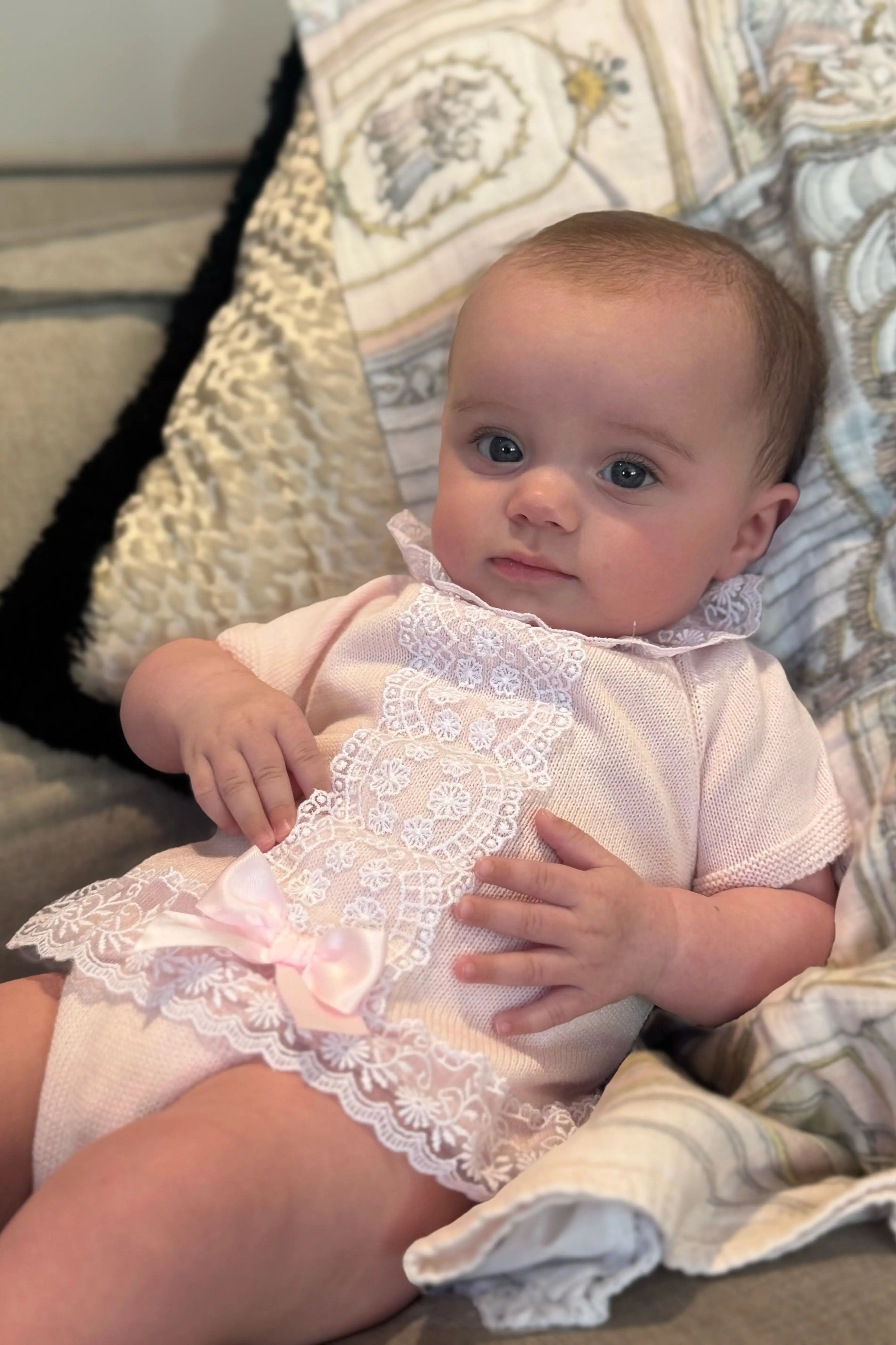 Baby Girls Pink Lace Jam Pant Set Dainty Delilah
