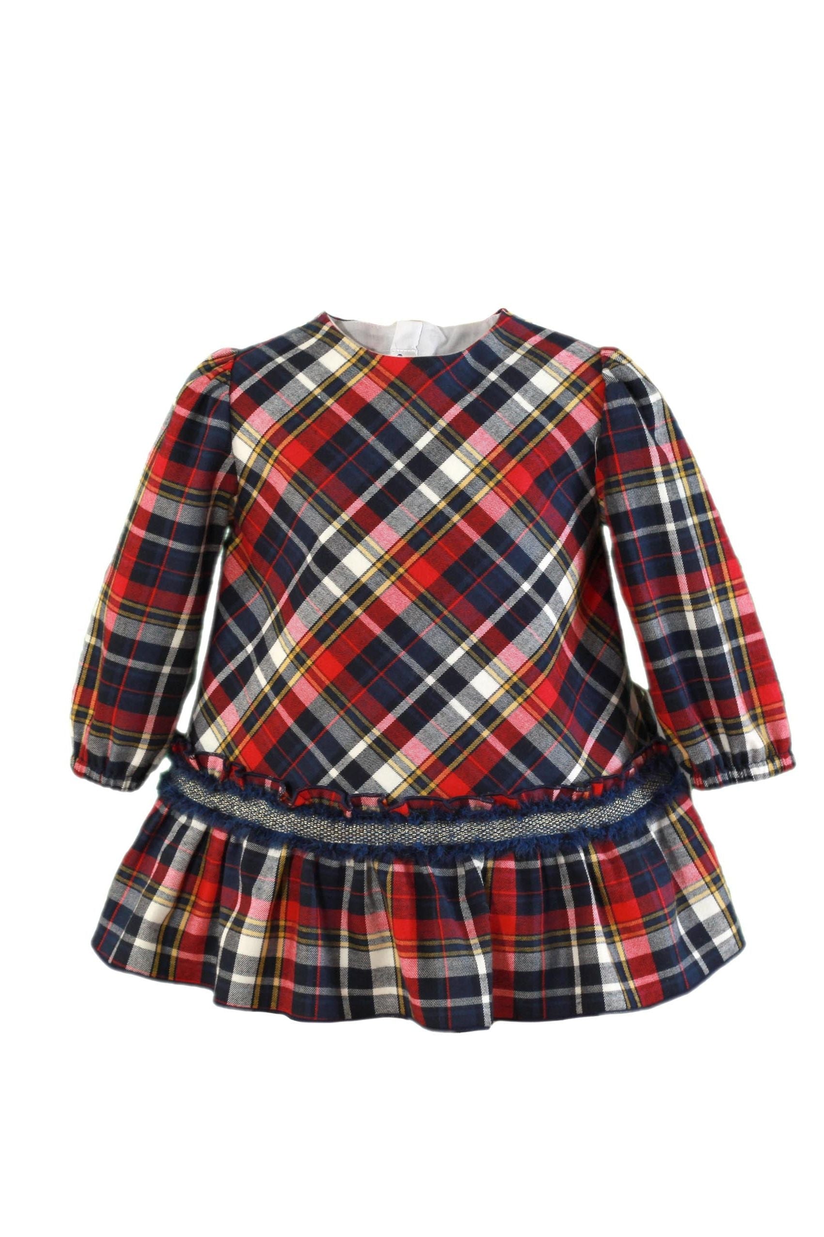 AW24 Miranda Baby Girls Red & Navy Check Dress 150V Dainty Delilah