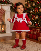 Baby Girls Red / White Christmas Dress & Bloomers