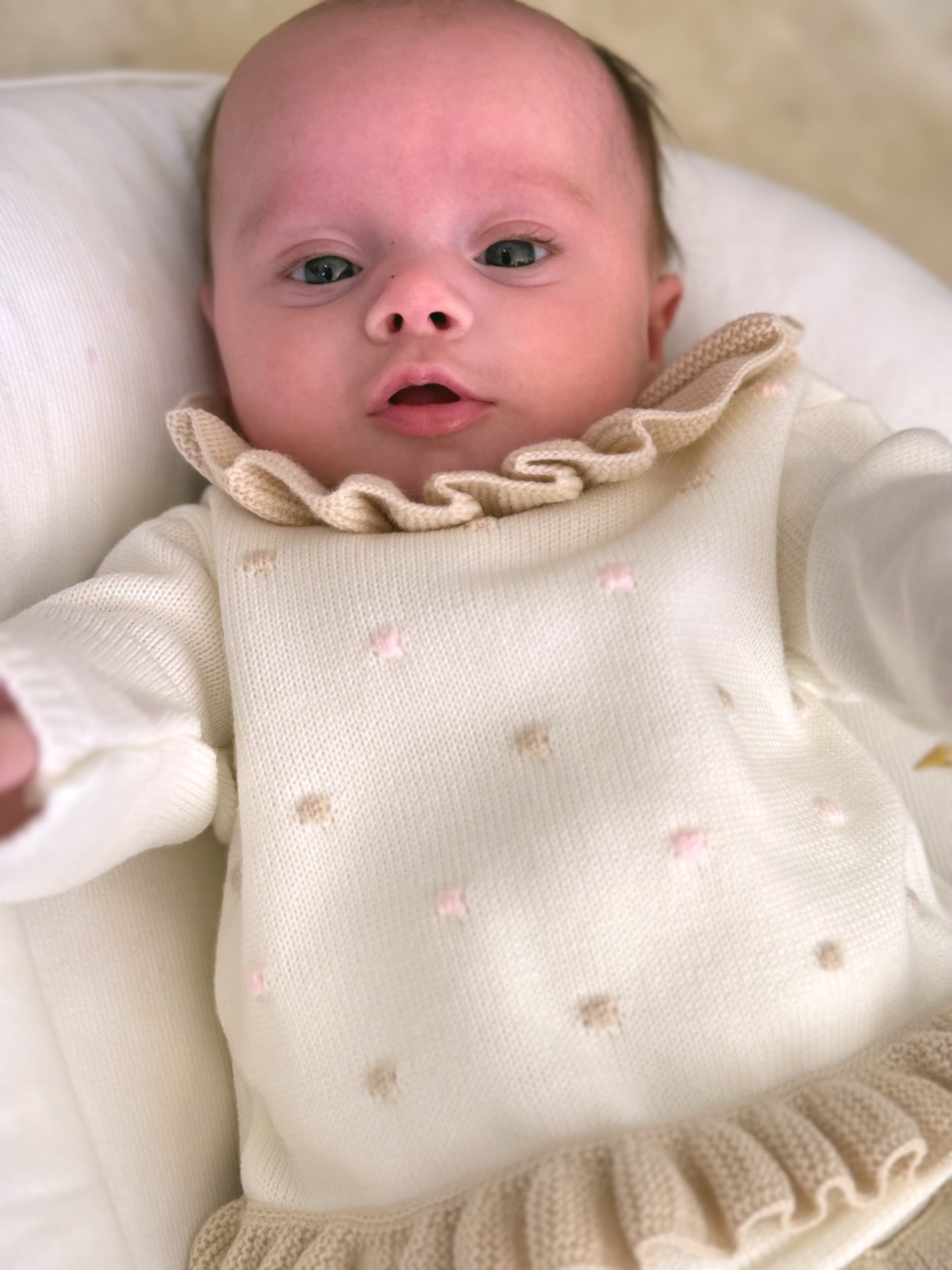 Baby Girls Cream Spot Knitted Jam Pant Set Dainty Delilah