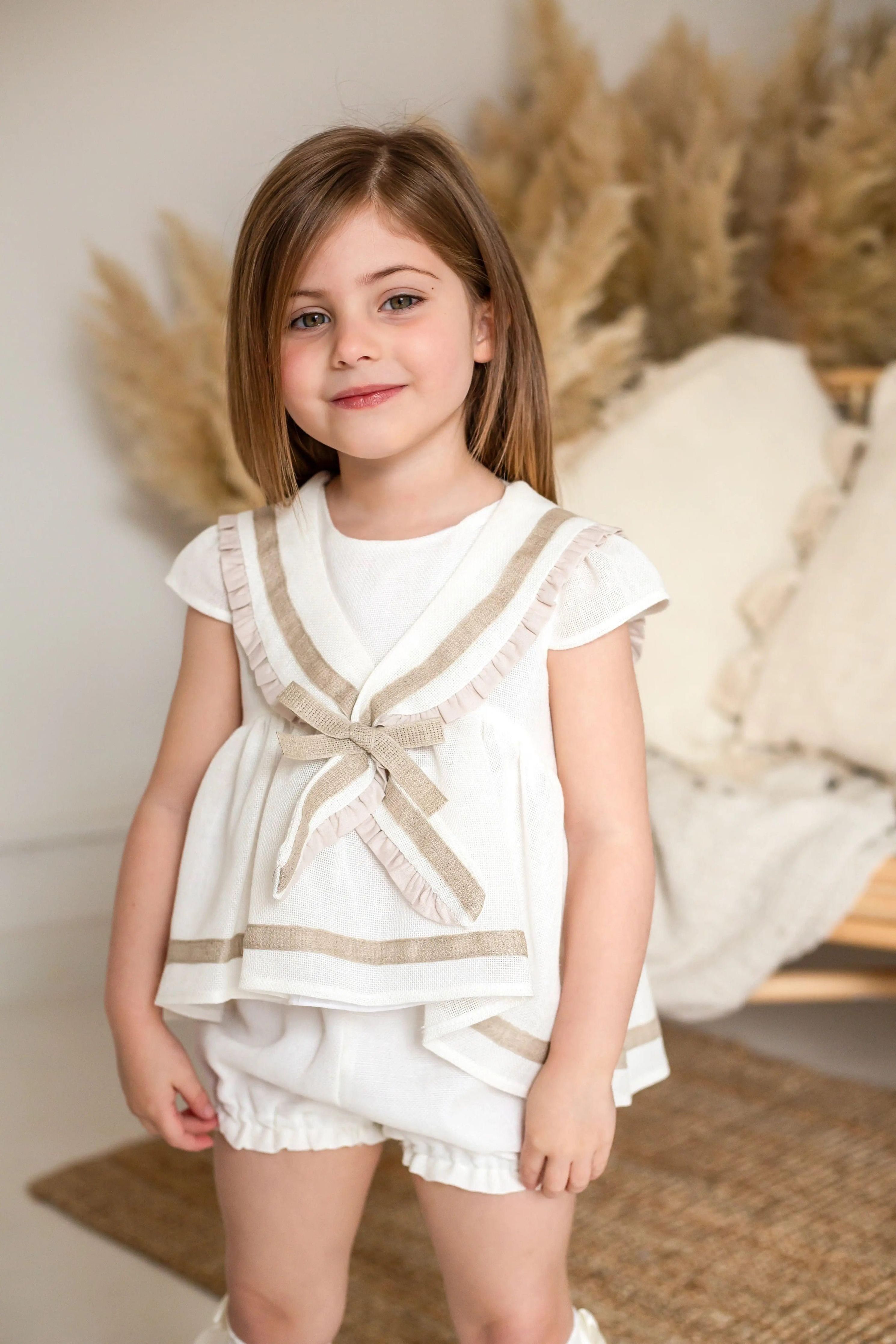 Exclusive Cream & Camel Sailor Short Set Basmarti