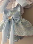 SS26 Naxos Girls Blue Rainbow Tweed Hair Bow Naxos