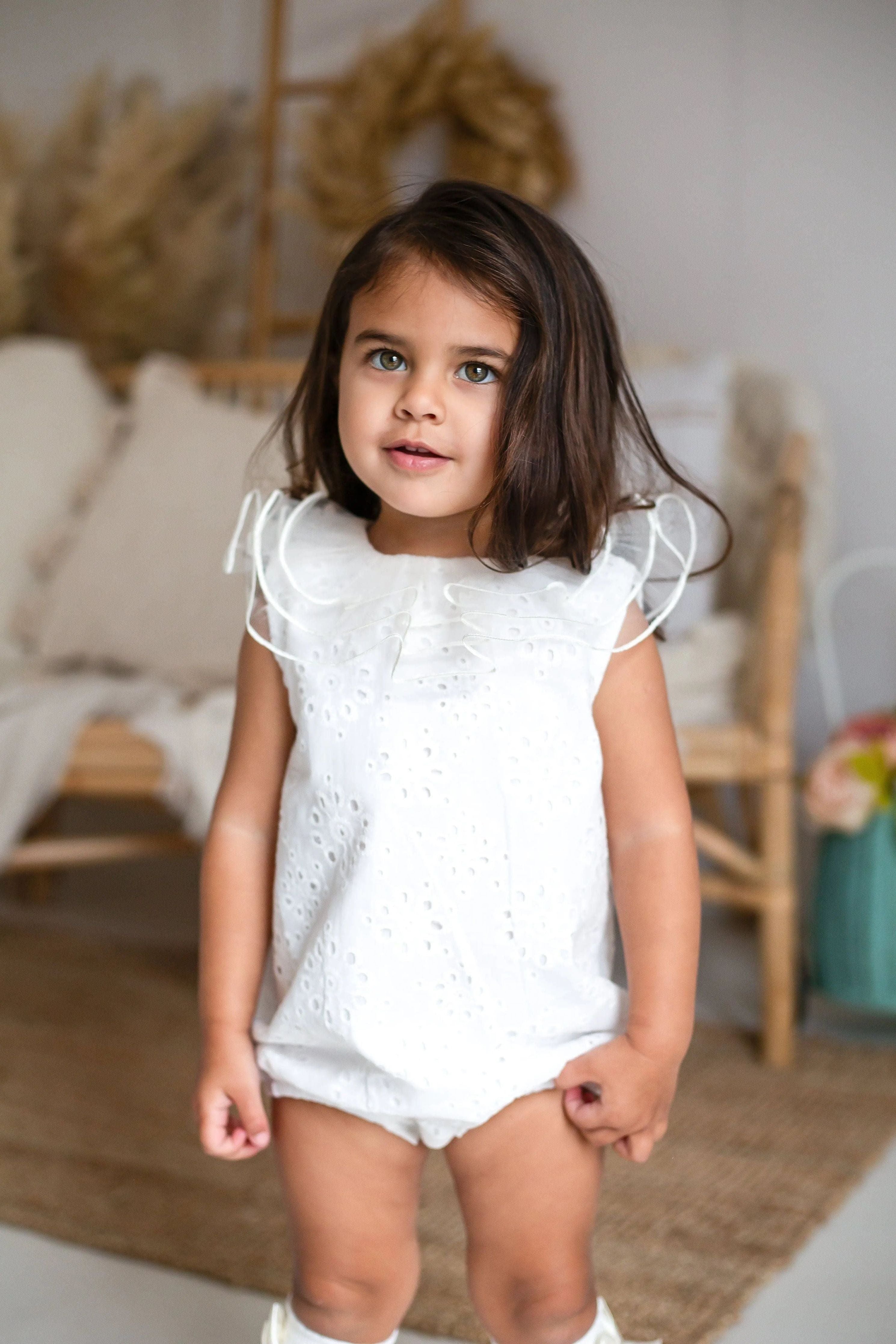 SS25 Baby Girls Cream Indie Romper Dainty Delilah