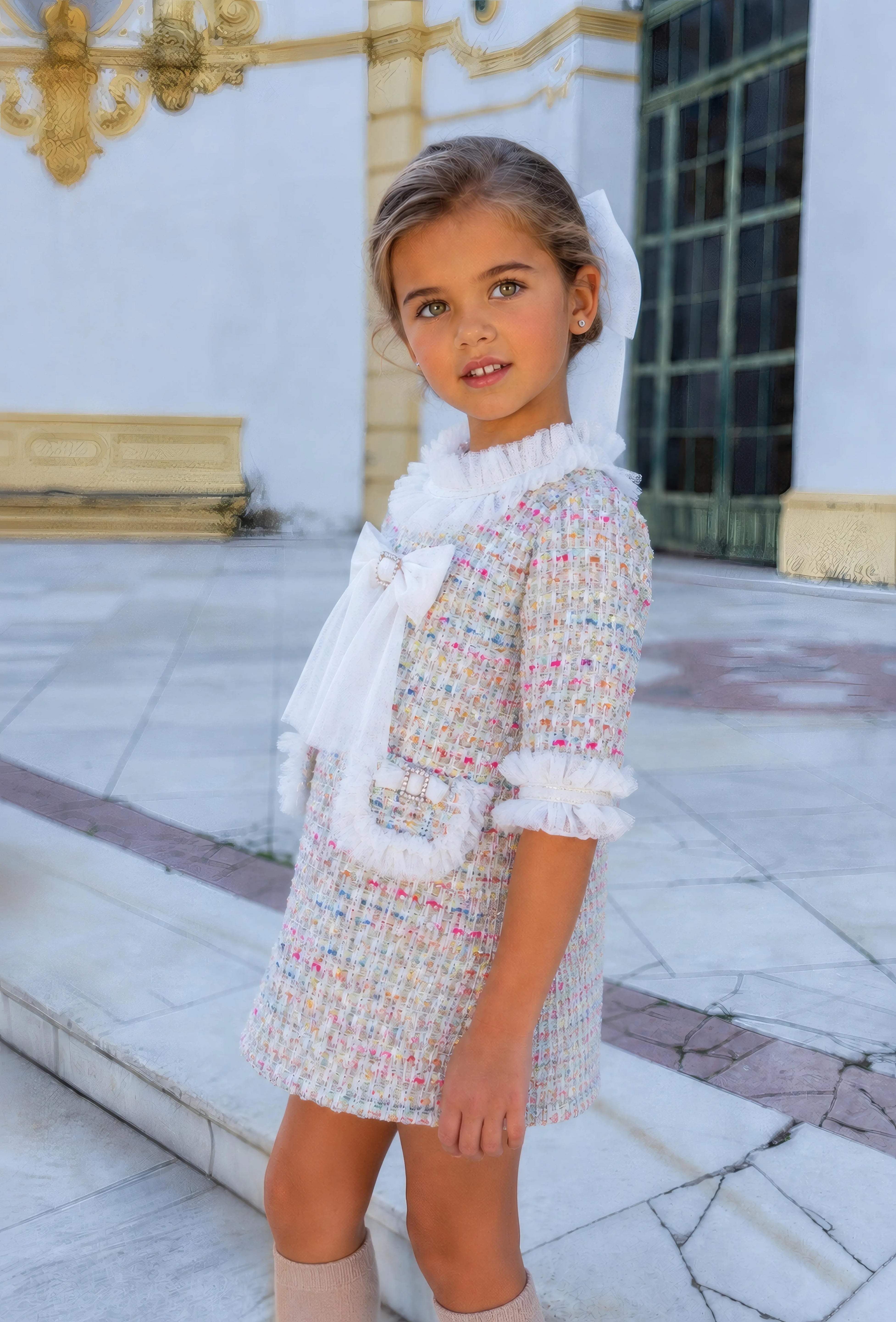 AW26 Naxos Multi Tweed Chanel A Line Dress Naxos