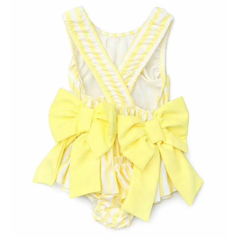 Girls Summer Lemon Stripe Swimming Costume Dainty Delilah