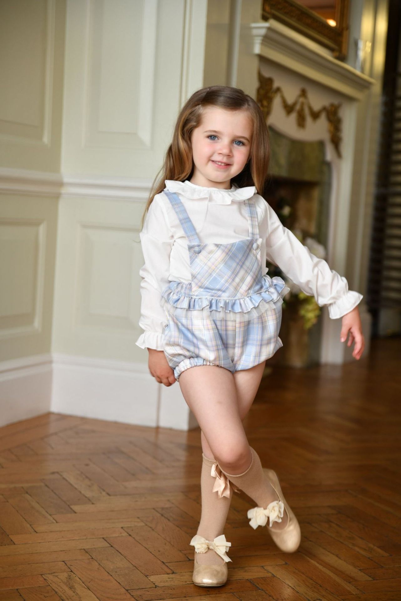 AW24 Babine Girls Blue & Silver Glitter Romper Set