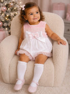 Baby Girls Smock White & Pink Summer Dress Dainty Delilah