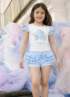 SS26 Girls Blue Air Balloon Summer T-Shirt & Short Set Dainty Delilah