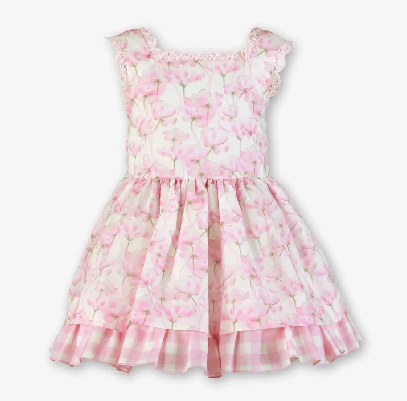 Miranda Girls Pink Floral Bow Back Dress Miranda