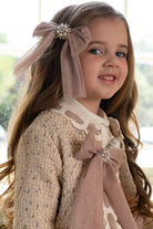 AW25 Naxos Girls Beige Tulle Tweed Hair Bow Naxos