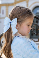 AW26 Naxos Blue Check Girls Hair Bow Naxos