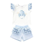 SS26 Girls Blue Air Balloon Summer T-Shirt & Short Set Dainty Delilah
