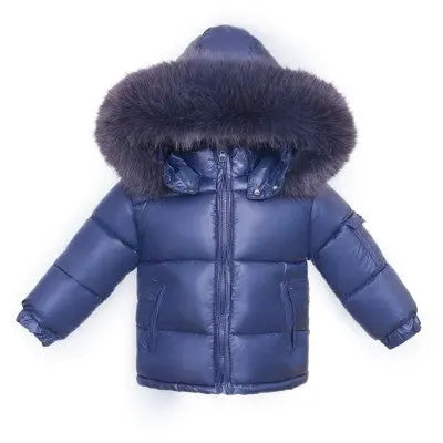 Darker Navy Blue Fur Hood Unisex Coat Dainty Delilah