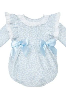 Girls Blue Spot Frilly Romper