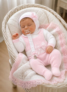 AW26 Baby Girls Pink & White Spanish Baby Knitted Set Dainty Delilah
