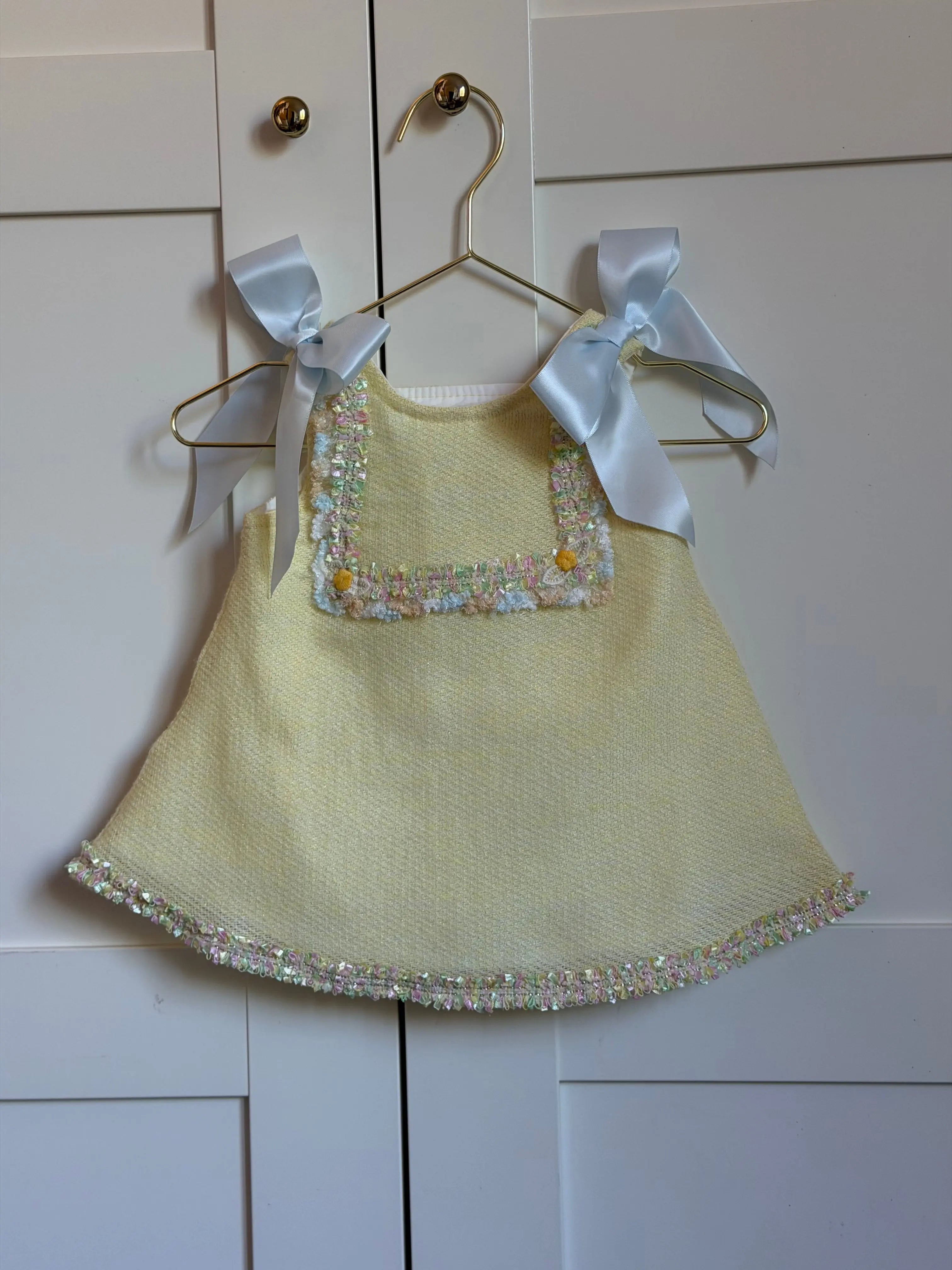 SS26 Baby Girls Lemon Open Back Tulle Dress Dainty Delilah