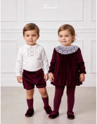 AW26 Miranda Baby Girls Burgundy Velvet Dress