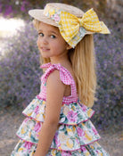 Babine Girls Yellow Floral Straw Sun Hat Babine