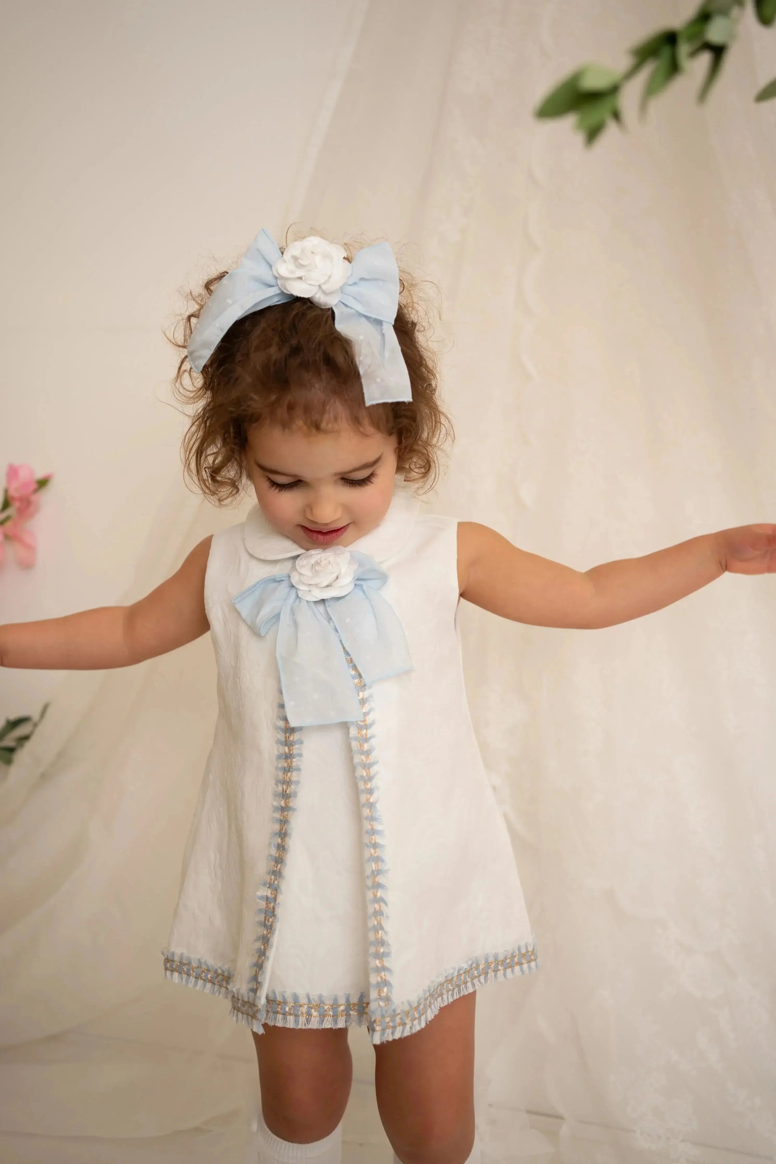 SS26 Naxos Baby Girls Blue Chanel Dress & Knickers Naxos