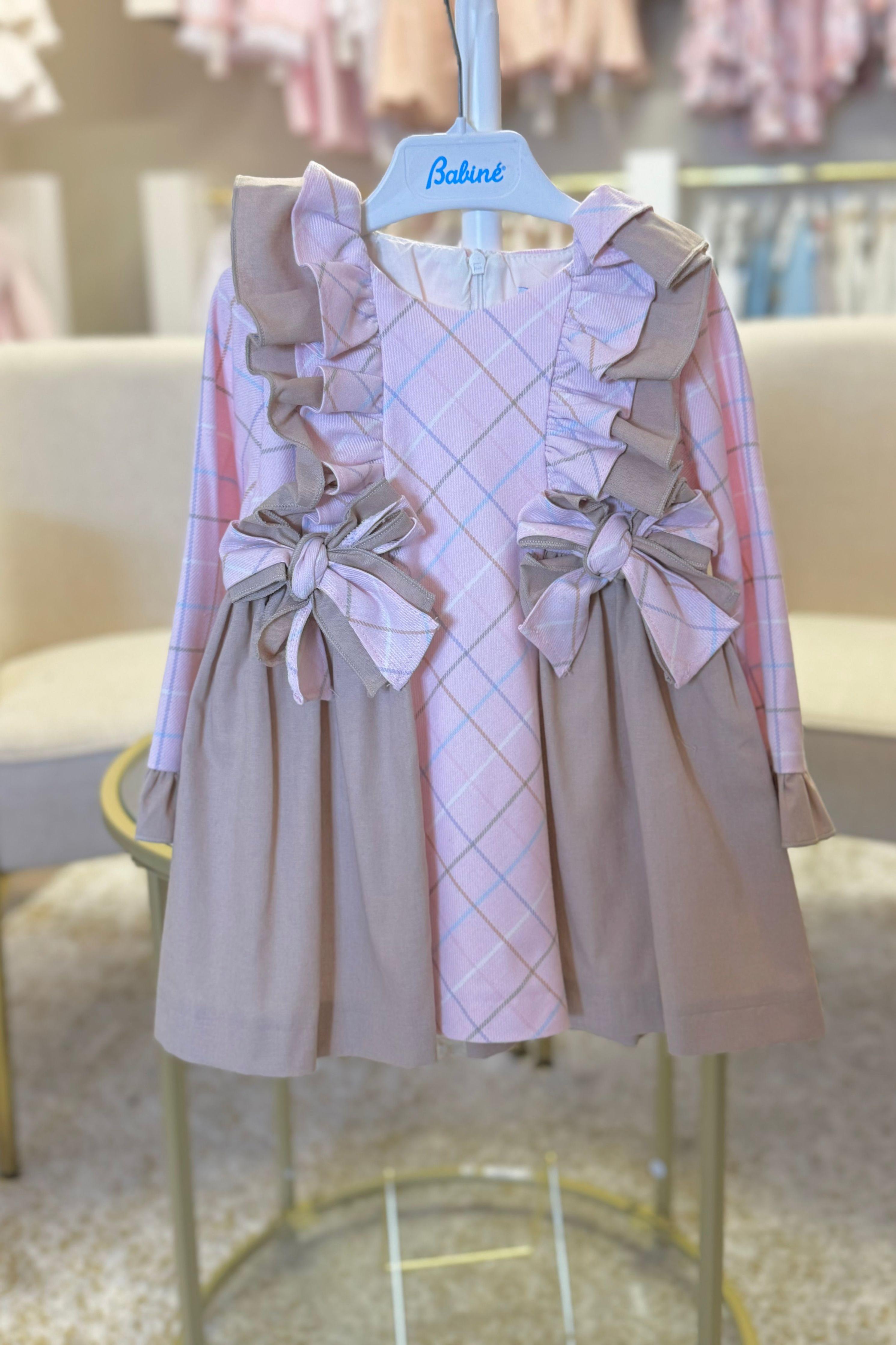 AW24 Babine Girls Pink Check Dress