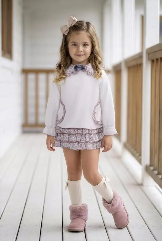 AW26 Miranda Girls White Floral Jam Pant Set Miranda