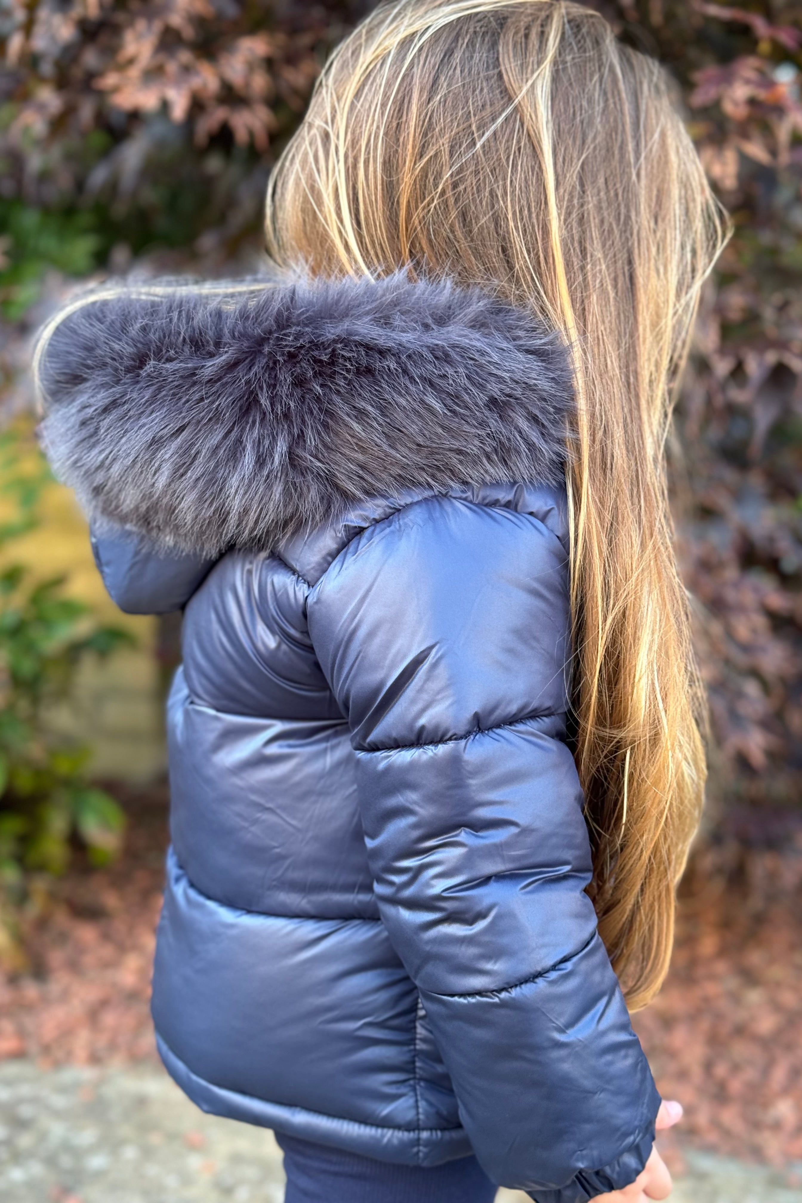 Unisex Navy Blue Fur Hood Coat - PRE ORDER