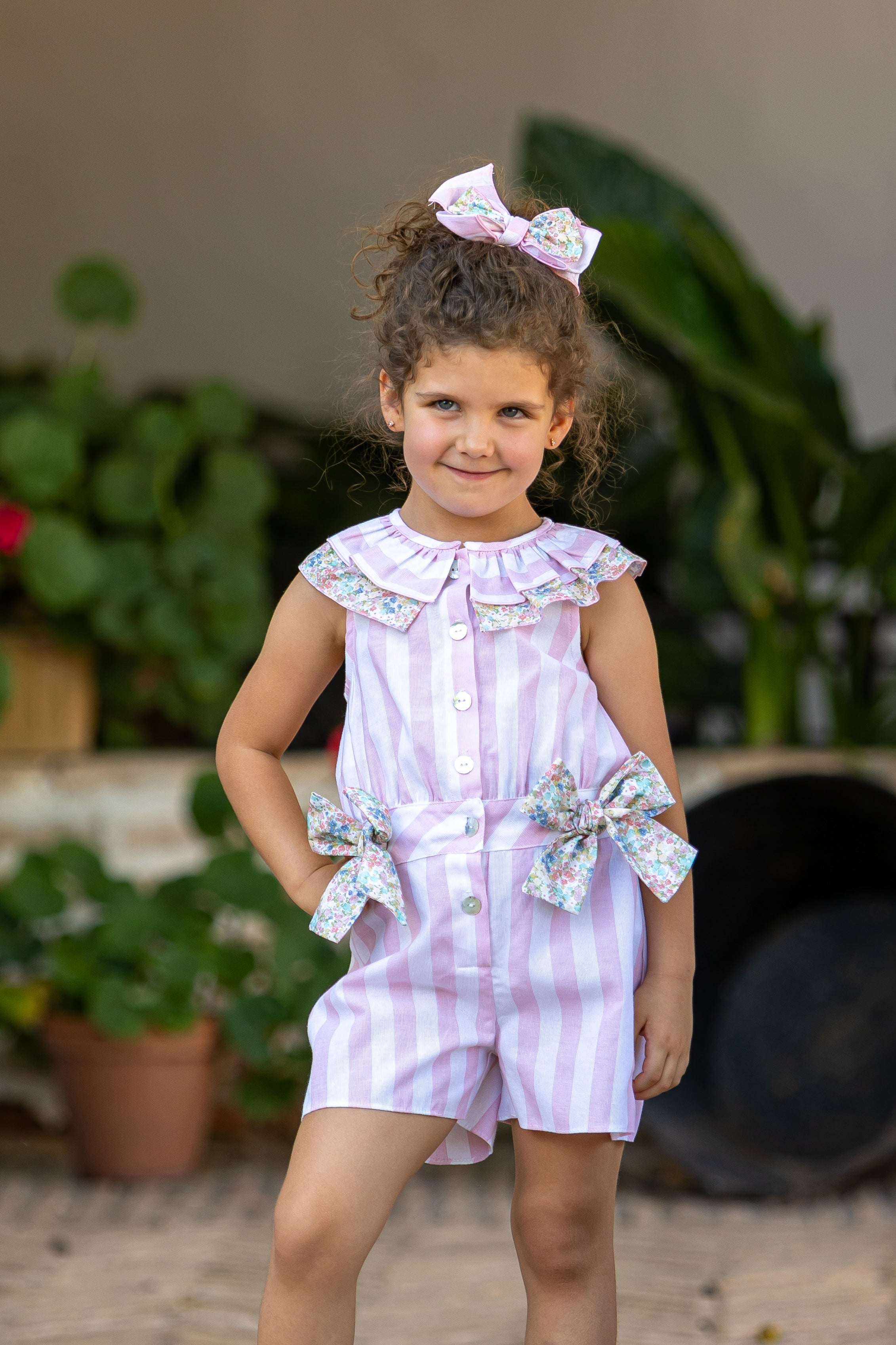 SS25 Babine Girls Pink Stripe Jumpsuit - Pre Order