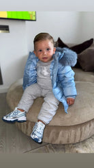Ocean Blue Fur Hood Unisex Coat Dainty Delilah