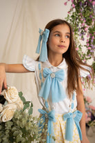 SS26 Naxos Girls Yellow & Blue Shirt & Pinafore Dress Naxos