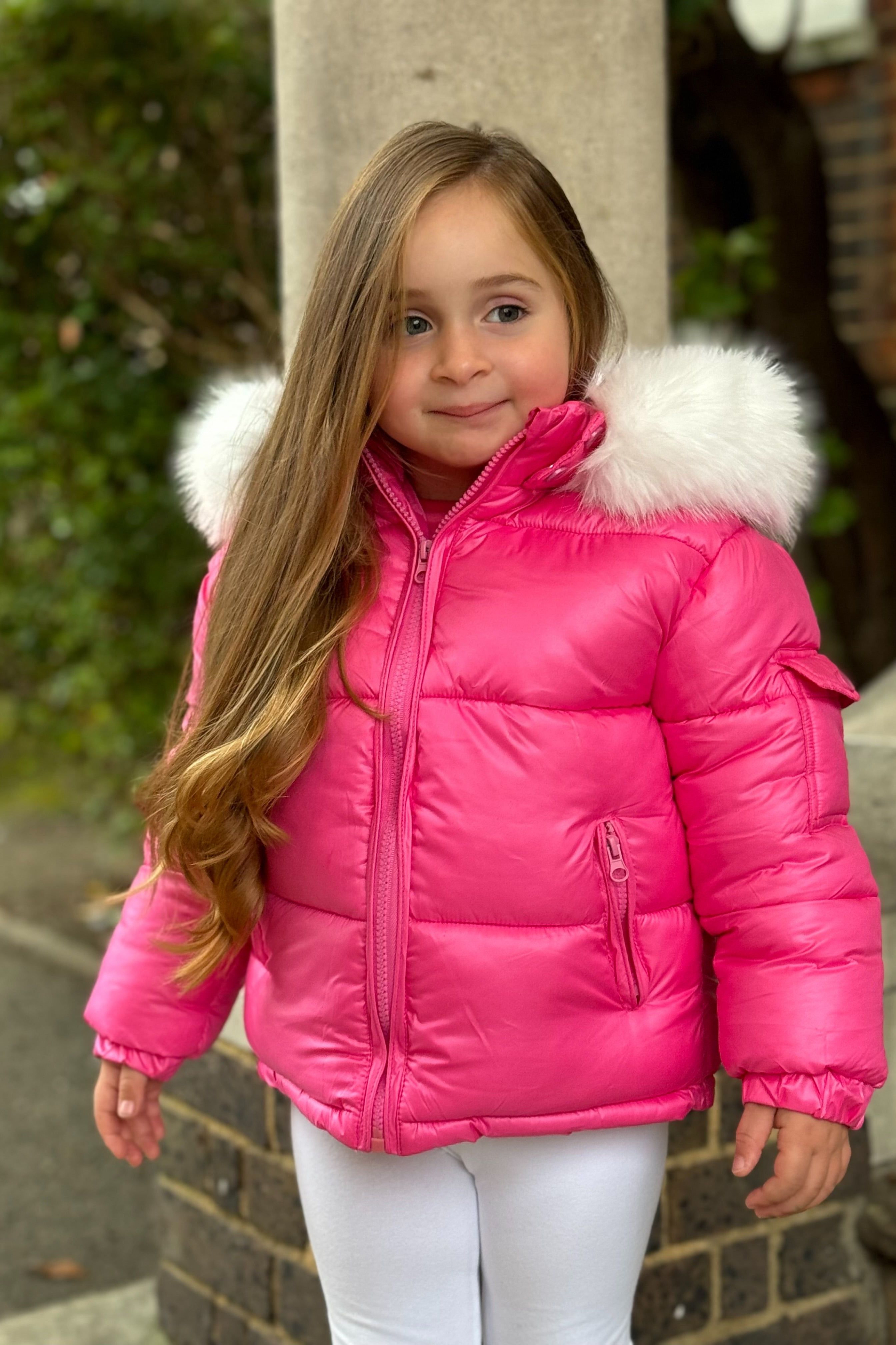 Hot Pink Fur Hood Girls Coat